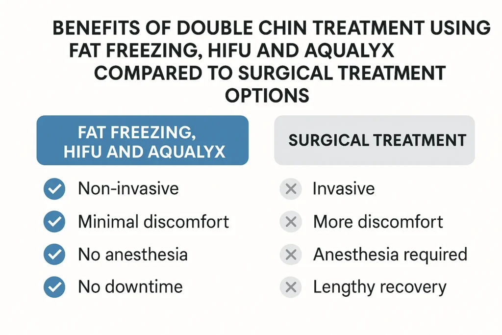 Graphic about the benefits of double chin treatment Gloucester - from LA LIPO