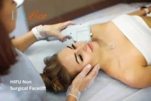 Woman having Hi-Fu to reduce wrinkles Gloucester.