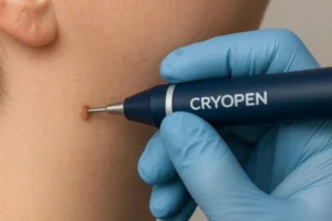 Person receiving skin tag removal Gloucester