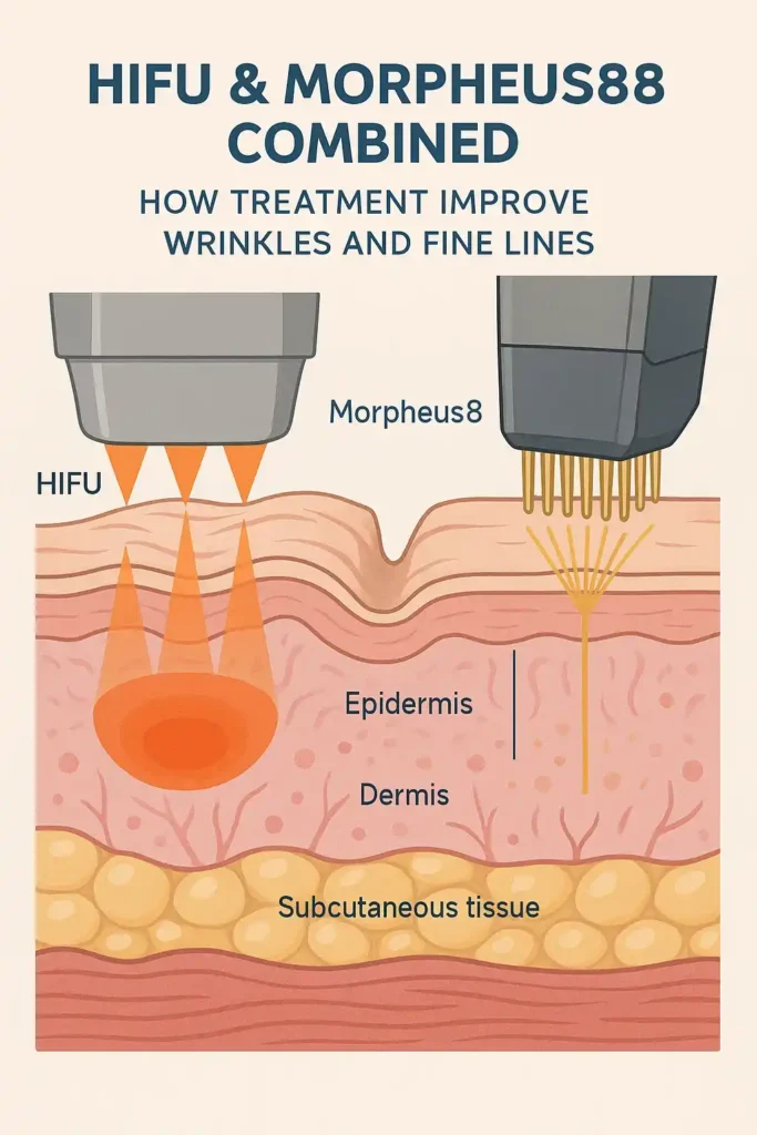 Diagram showing HIFU & Morpeus8 Gloucester and the benefits for reduction in wrinkles and fine lines